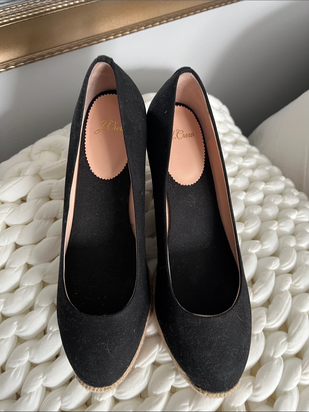 J. Crew Black Suede Wedge Pumps